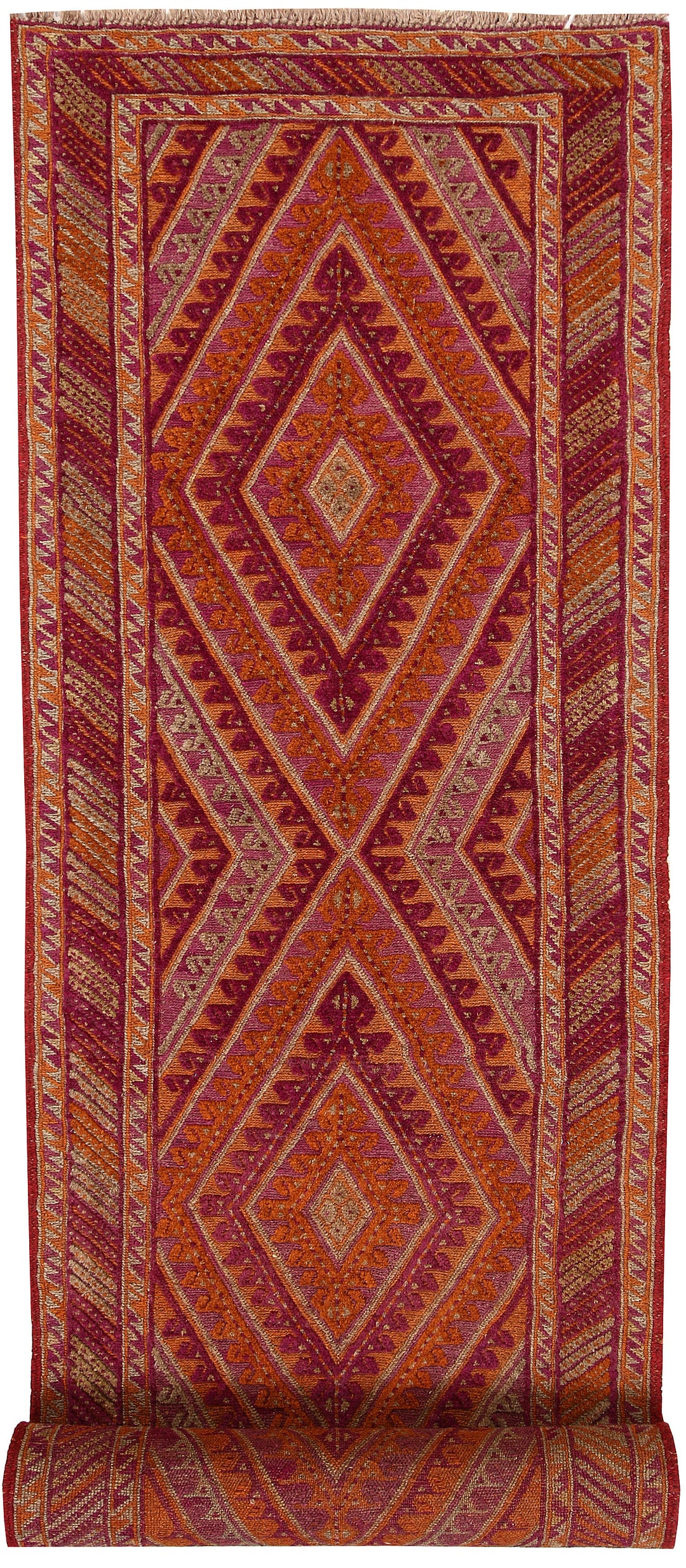 Afghan Mashwani Rug 2' 8" x 12' 8" Hand-Knotted