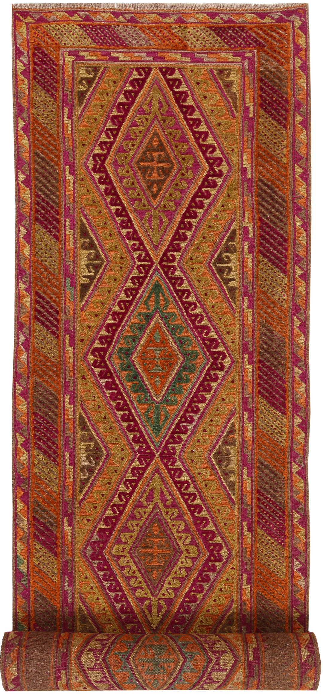 Afghan Mashwani Rug 2' 8" x 13' 9" Hand-Knotted