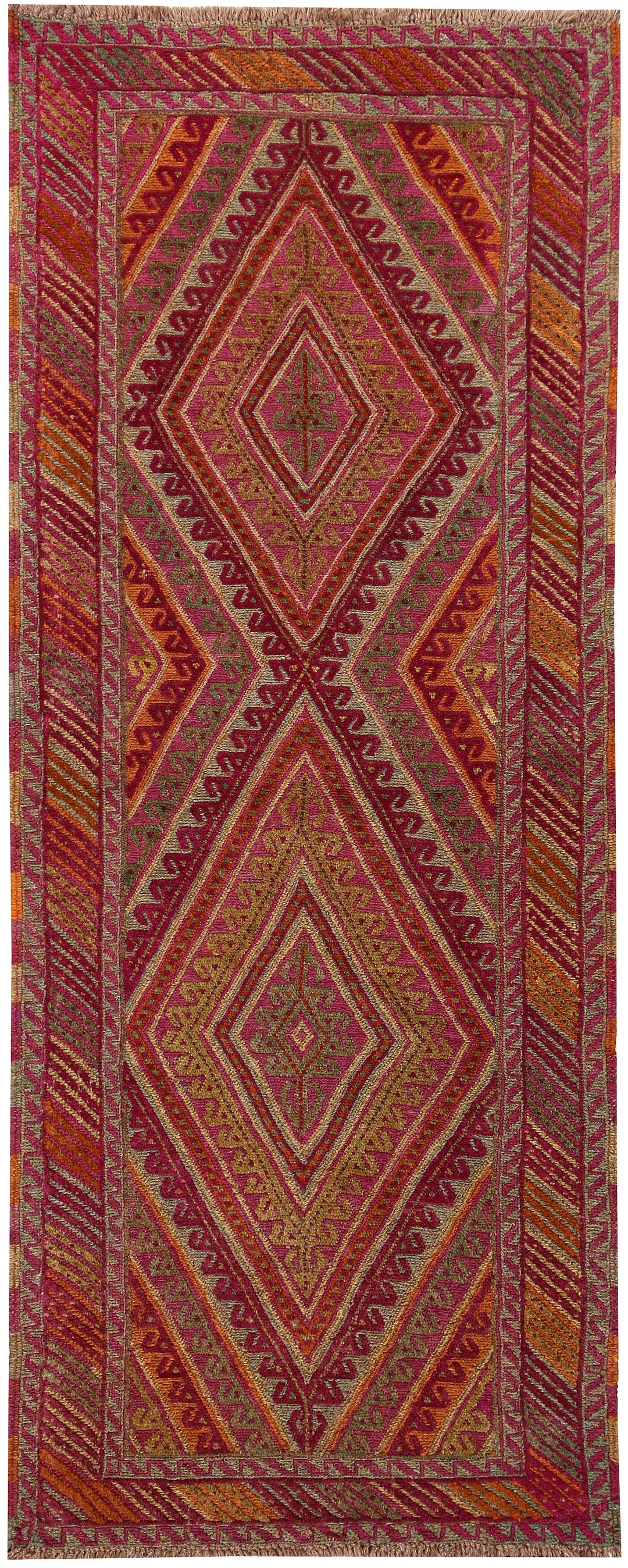 Afghan Mashwani Rug 2'7" x 6'6" Hand-Knotted