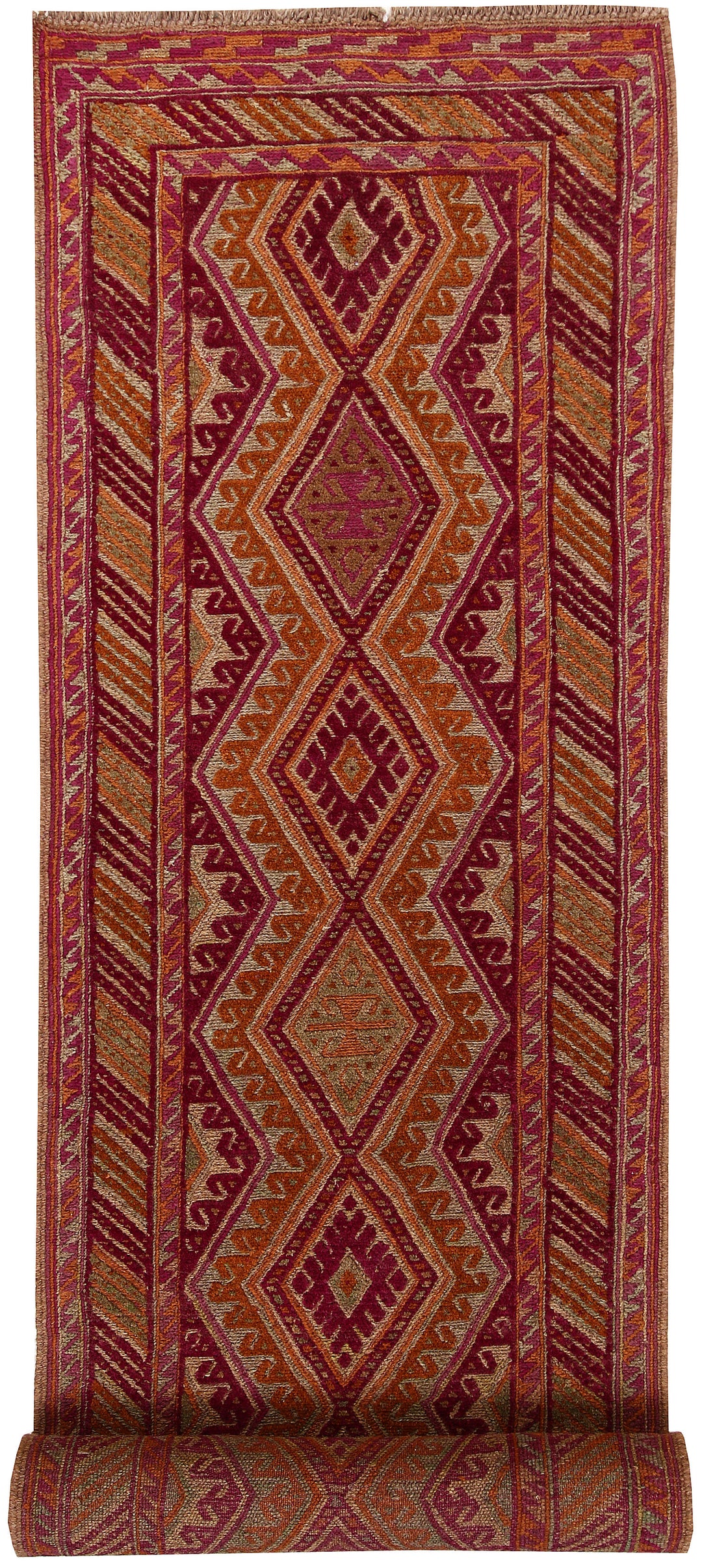 Afghan Mashwani Rug 2' 7" x 11' 10" Hand-Knotted