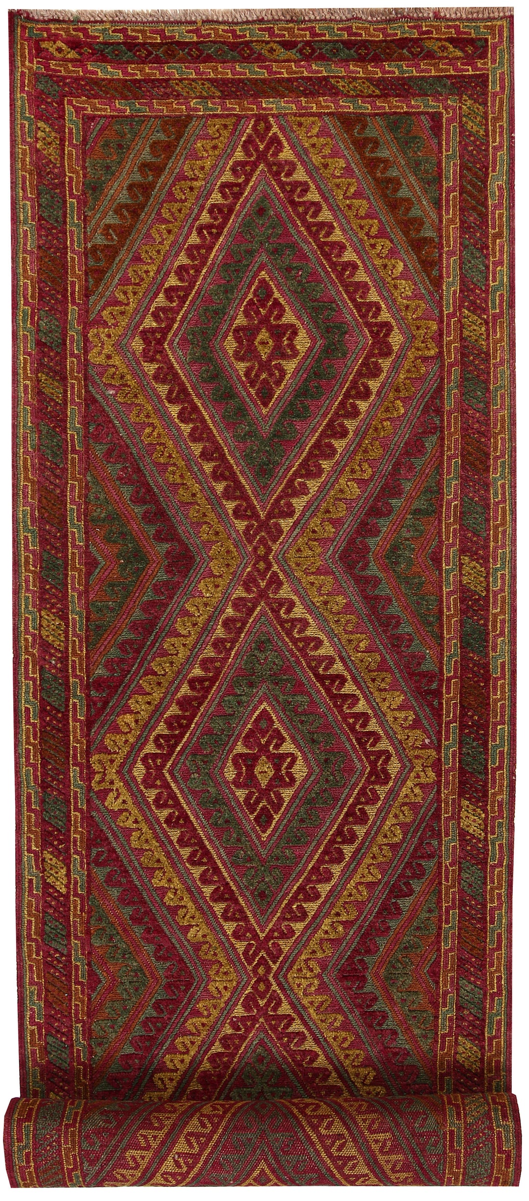 Afghan Mashwani Rug 2'7" x 12'5" Hand-Knotted