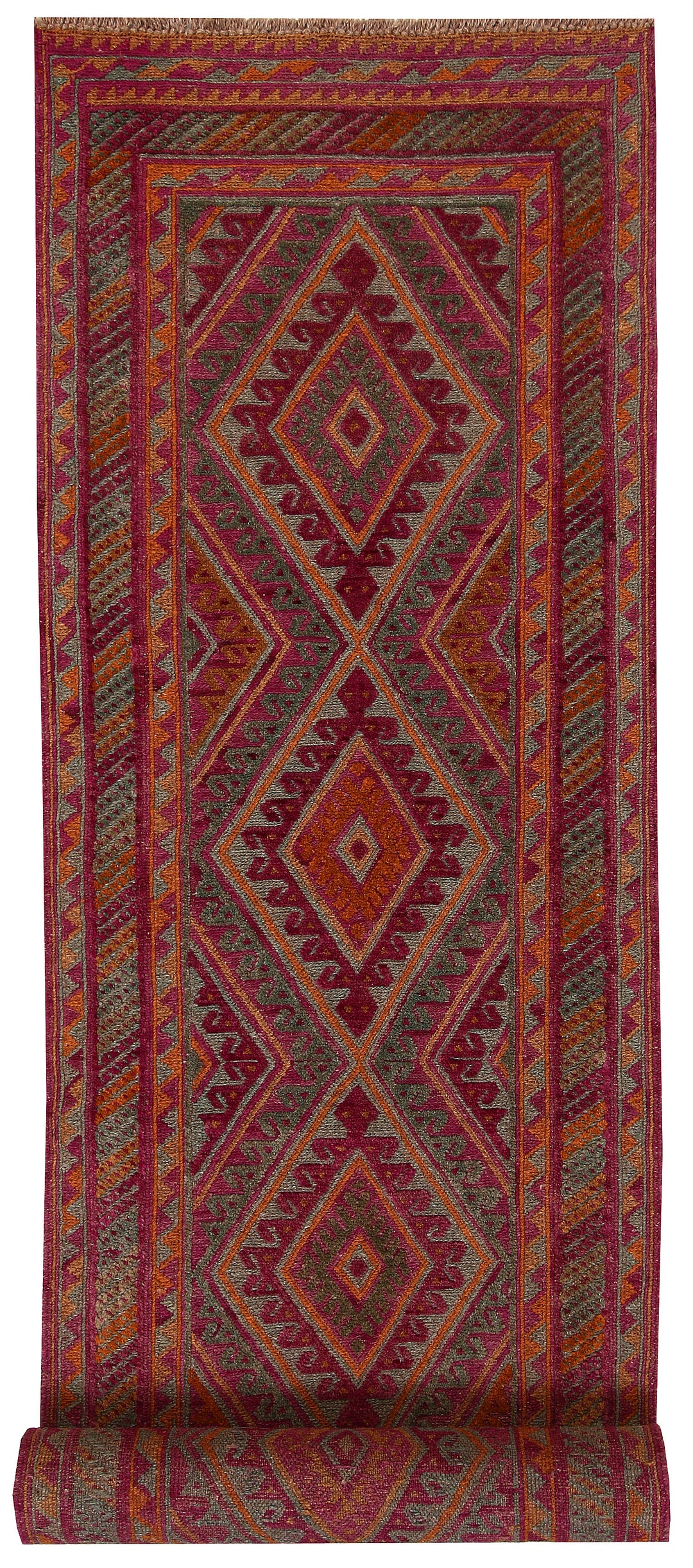Afghan Mashwani Rug 2' 7" x 11' 10" Hand-Knotted