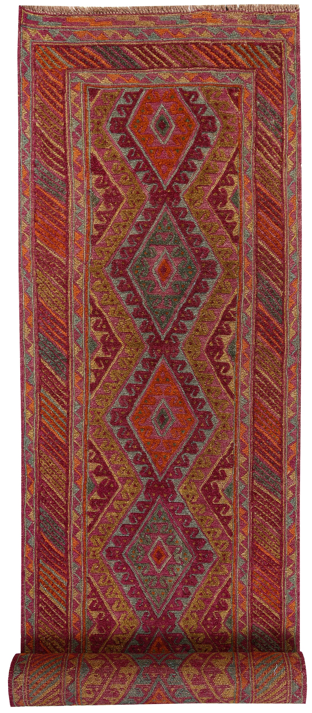 Afghan Mashwani Rug 2' 7" x 12' 4" Hand-Knotted