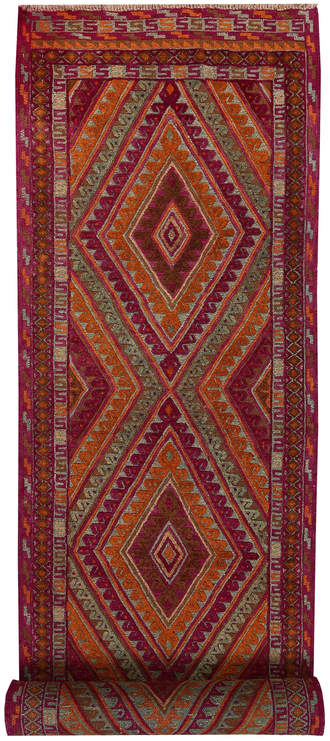 Afghan Mashwani Rug 2' 8" x 12' 8" Hand-Knotted