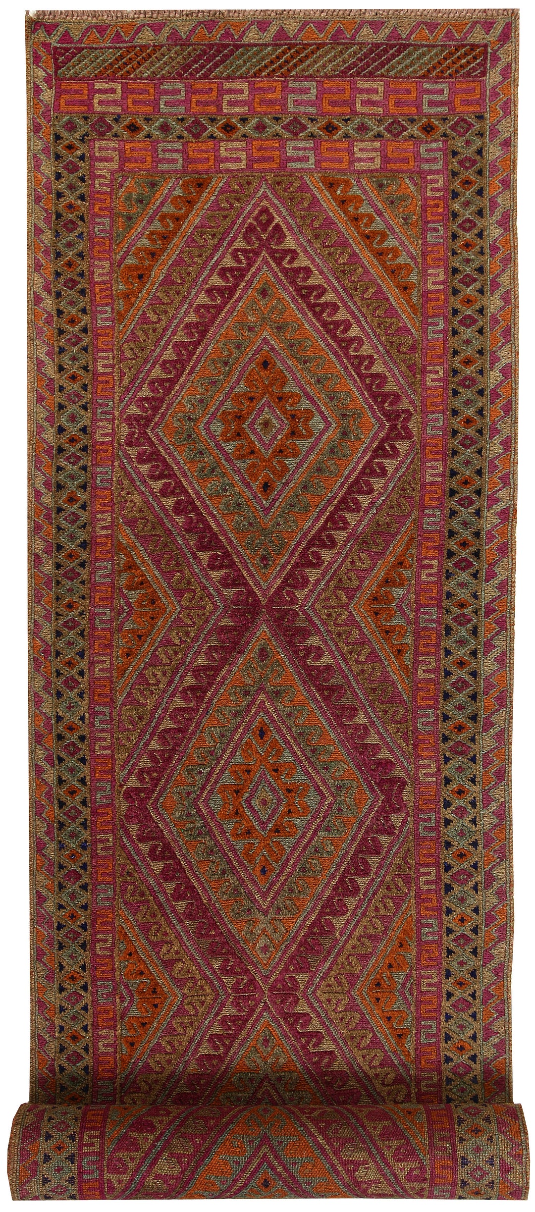 Afghan Mashwani Rug 2' 7" x 12' Hand-Knotted