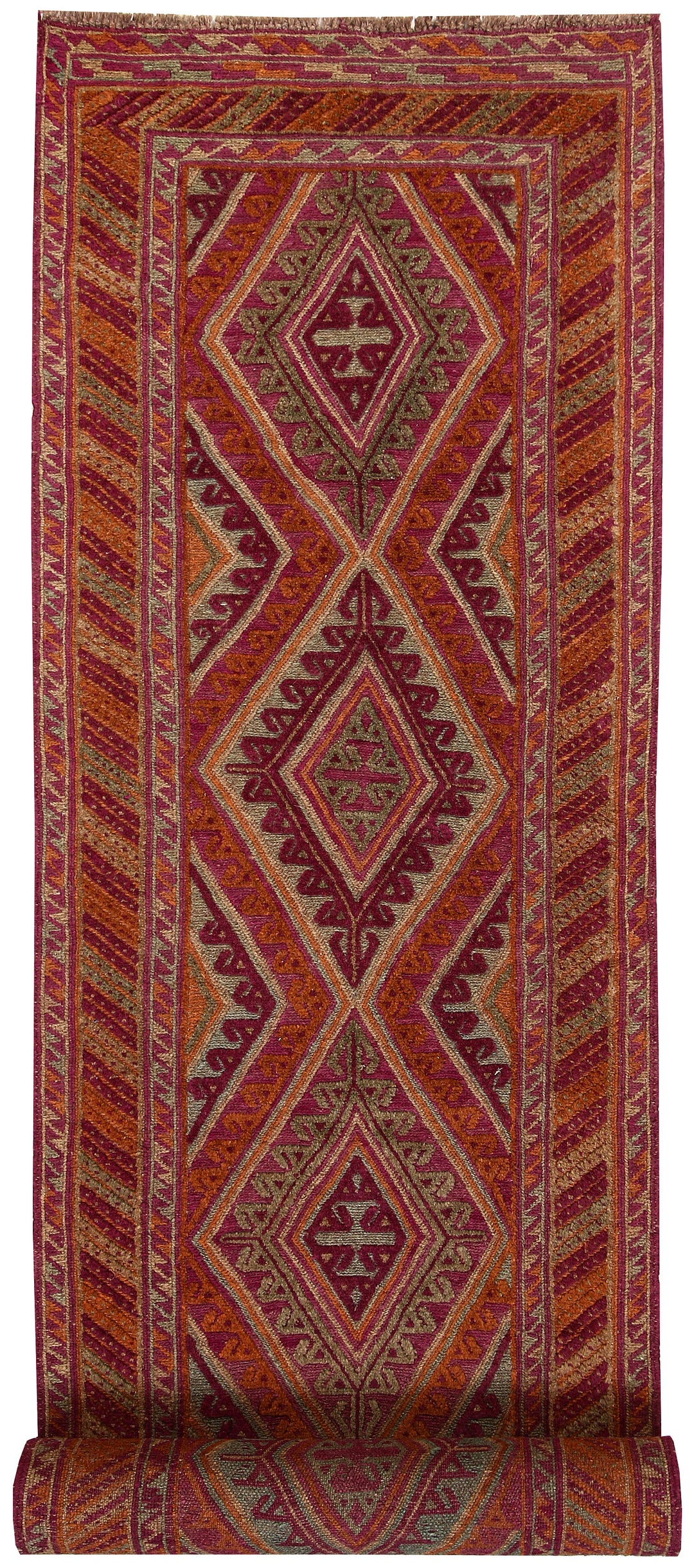 Afghan Mashwani Rug 2' 7" x 12' 3" Hand-Knotted