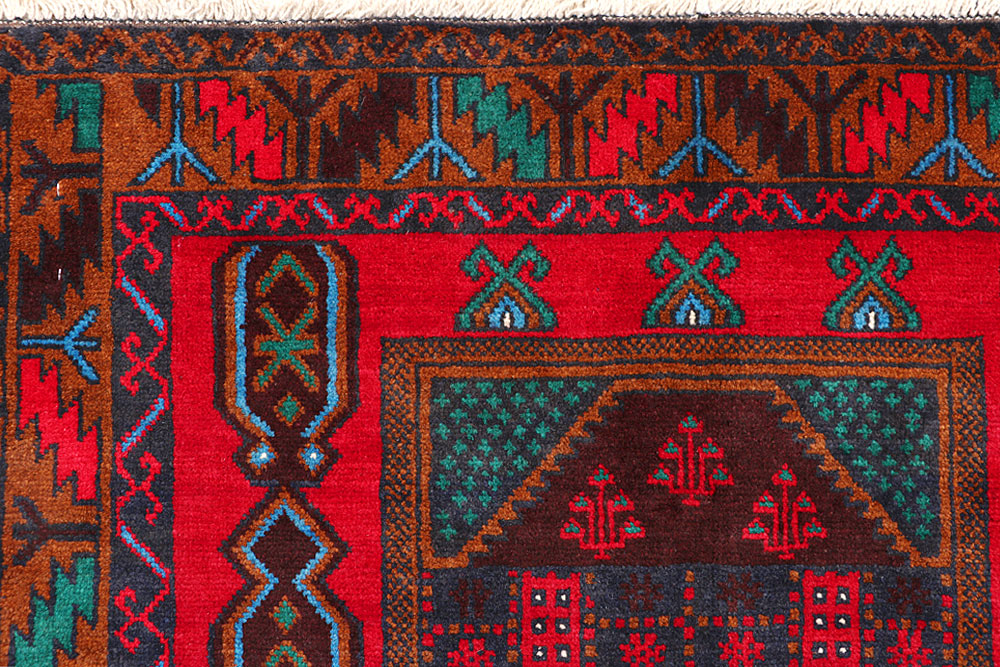 Firebrick Baluchi 3' 7 x 6' 4 - No. 64298 - ALRUG Rug Store