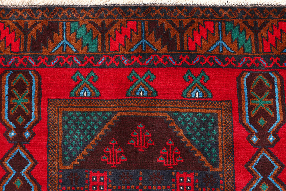 Firebrick Baluchi 3' 7 x 6' 4 - No. 64298 - ALRUG Rug Store