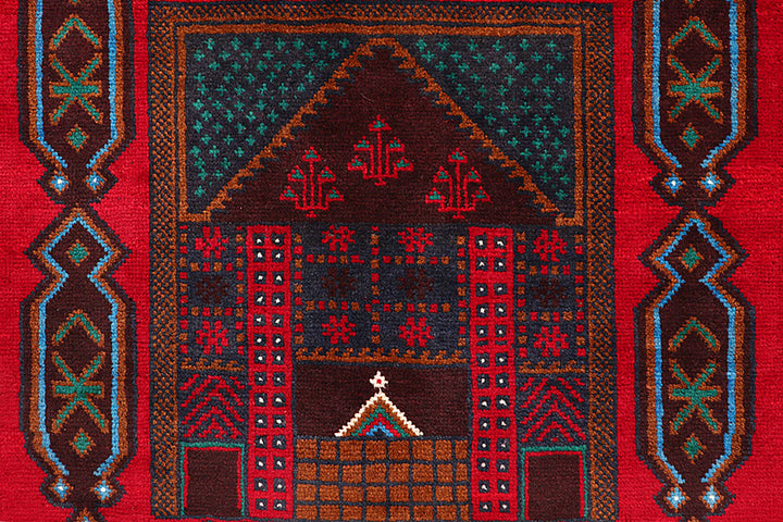 Firebrick Baluchi 3' 7 x 6' 4 - No. 64298 - ALRUG Rug Store