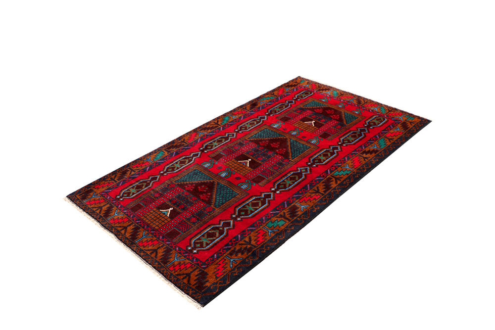 Firebrick Baluchi 3' 7 x 6' 4 - No. 64298 - ALRUG Rug Store