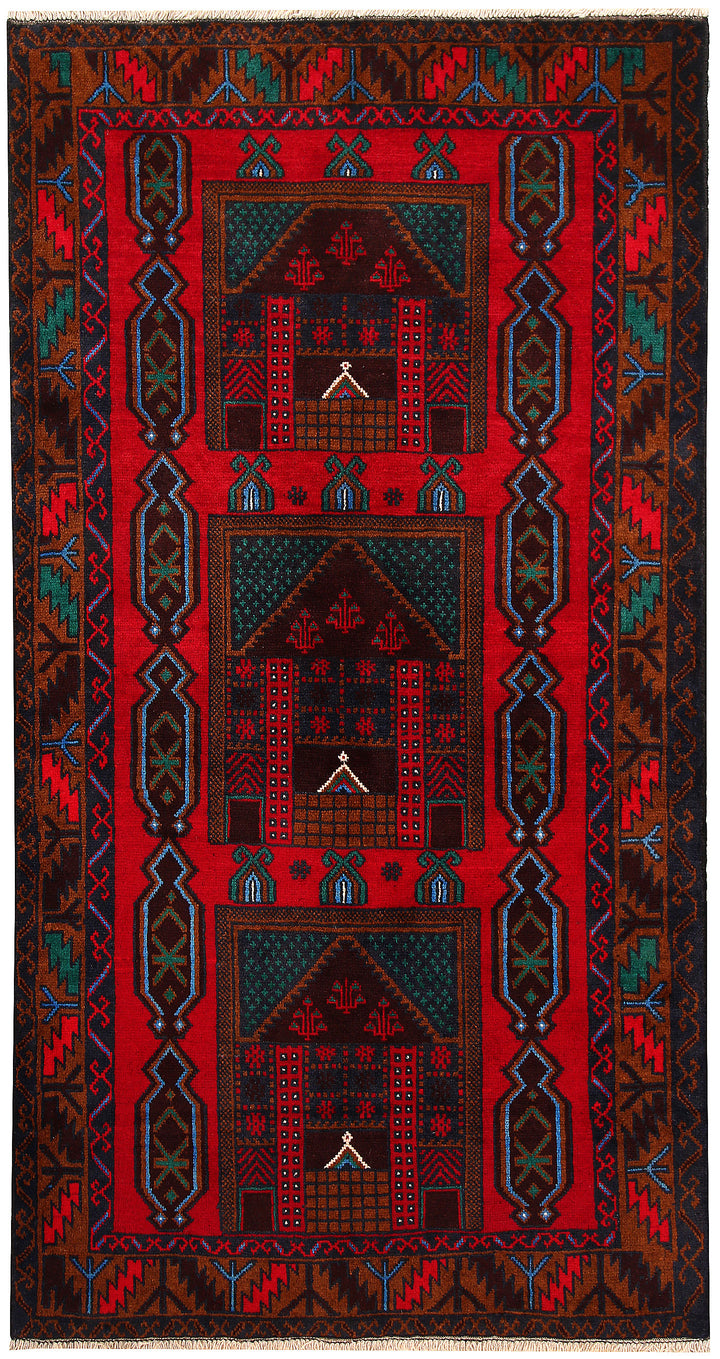 Firebrick Baluchi 3' 7 x 6' 4 - No. 64298 - ALRUG Rug Store