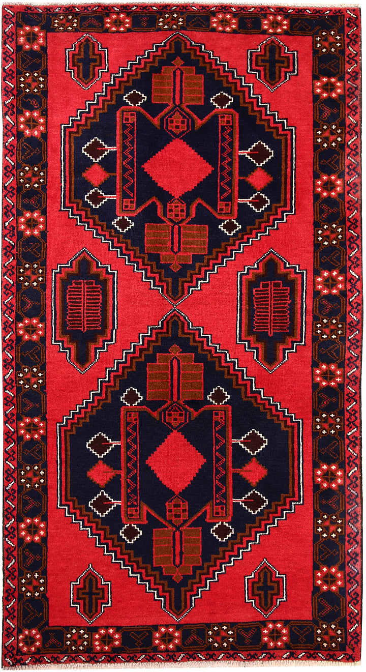 Red Baluchi 3' 5 x 6' 4 - No. 64304 - ALRUG Rug Store