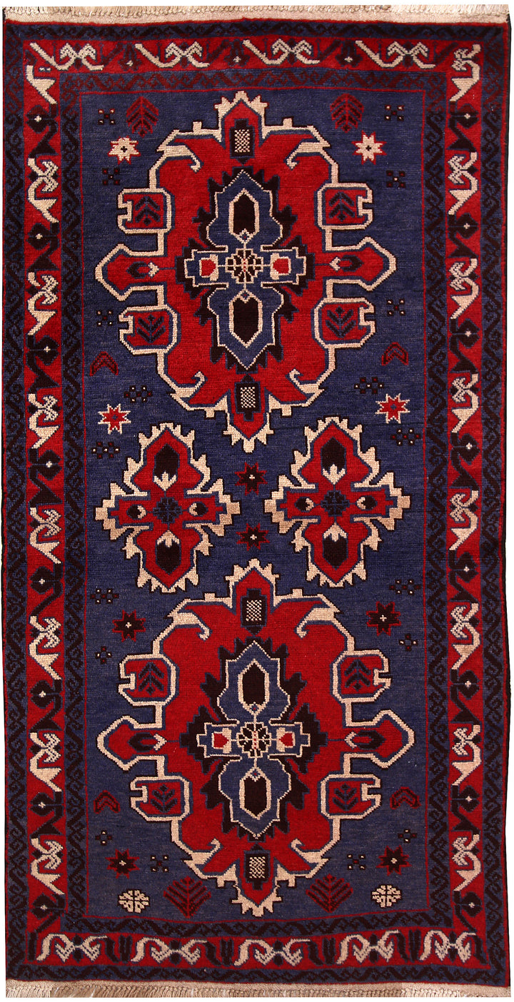 Dark Blue Baluchi 3' 2 x 6' 5 - No. 64317 - ALRUG Rug Store