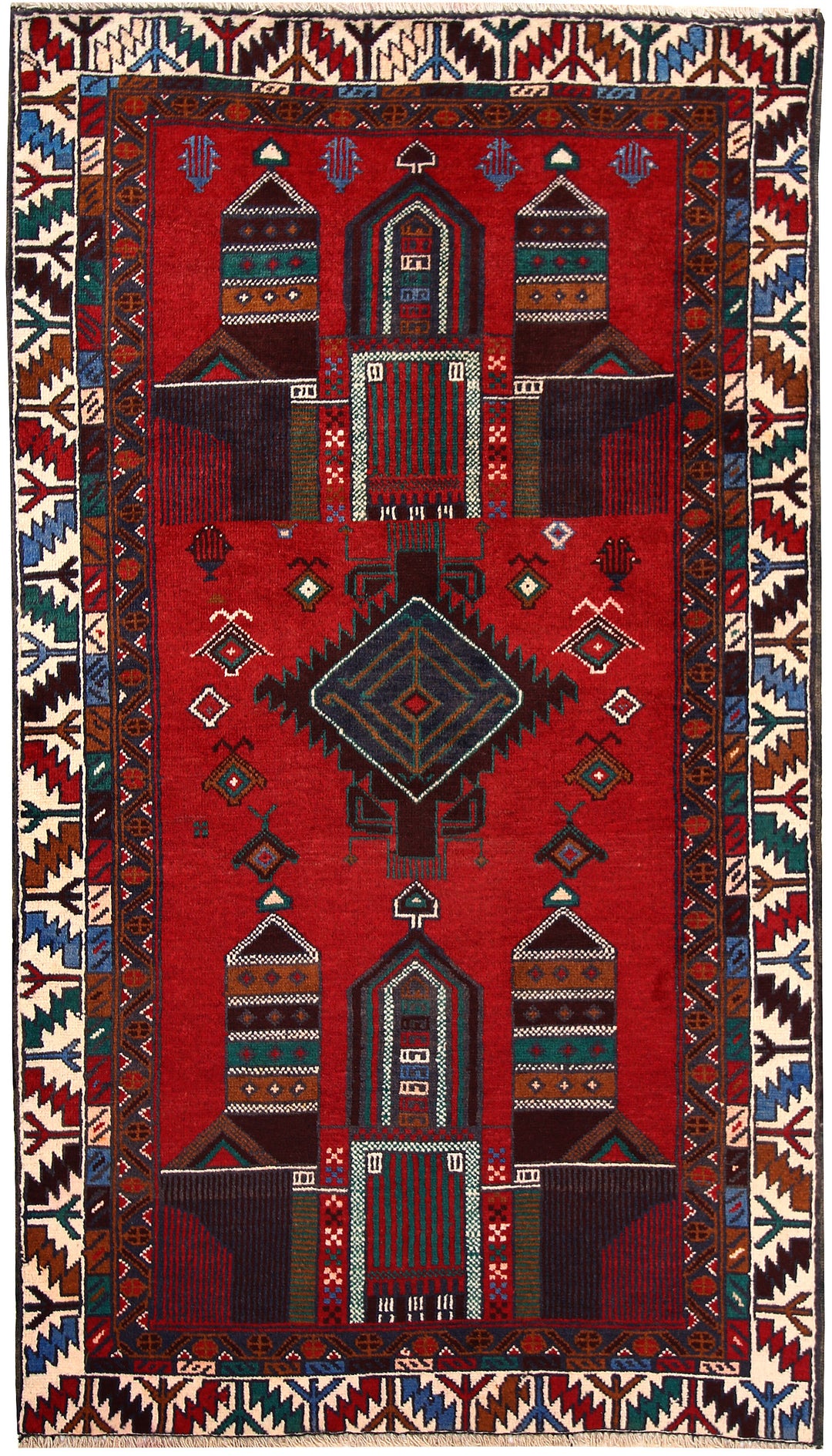 Firebrick Baluchi 3' 5 x 6' - No. 64328 - ALRUG Rug Store