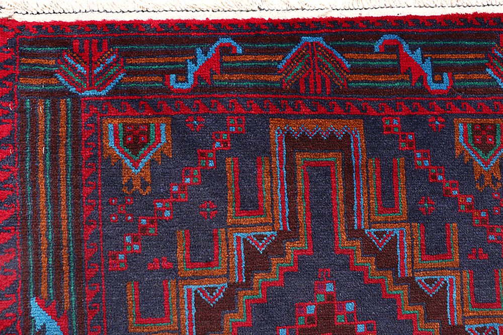 Dark Blue Baluchi 3' 1 x 6' - No. 64334 - ALRUG Rug Store