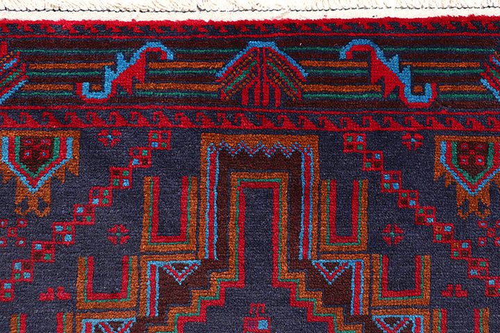 Dark Blue Baluchi 3' 1 x 6' - No. 64334 - ALRUG Rug Store