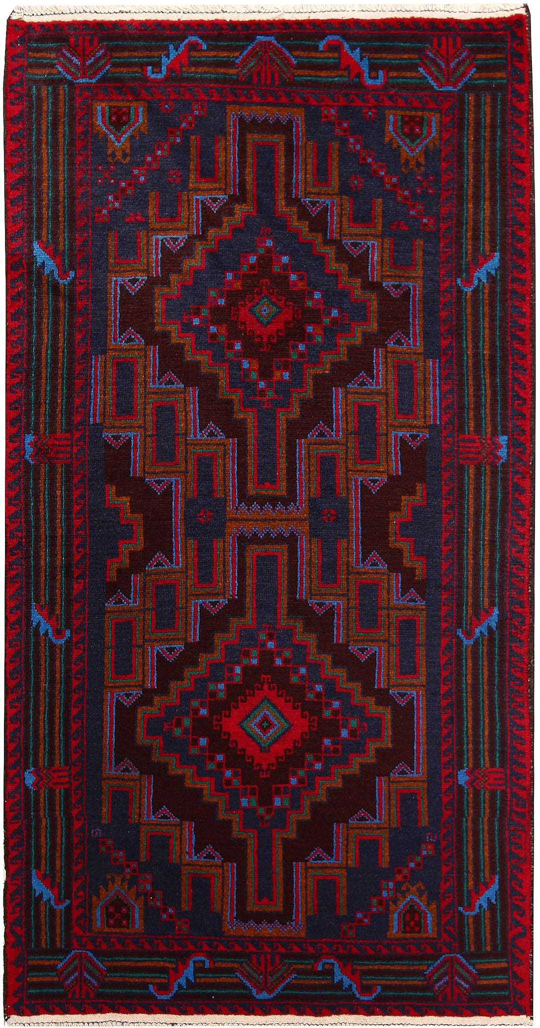 Dark Blue Baluchi 3' 1 x 6' - No. 64334 - ALRUG Rug Store