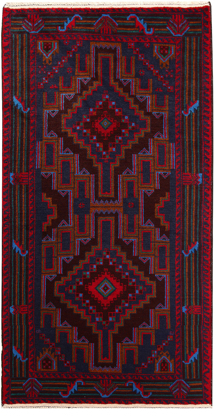 Dark Blue Baluchi 3' 1 x 6' - No. 64334 - ALRUG Rug Store