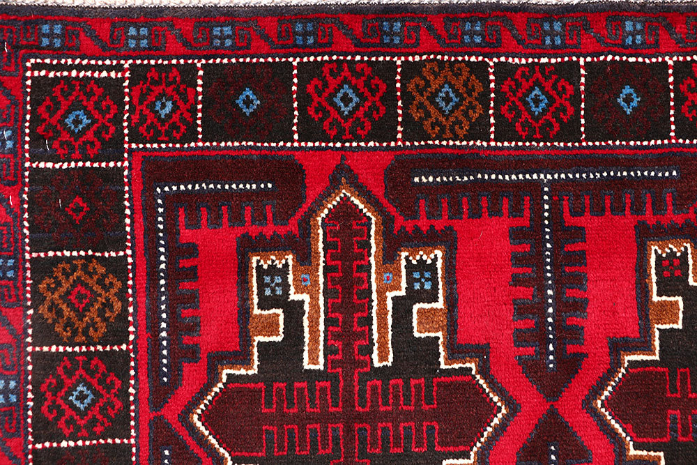 Red Baluchi 3' 8 x 6' 2 - No. 64342 - ALRUG Rug Store