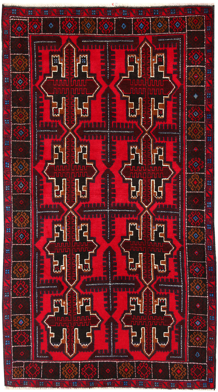 Red Baluchi 3' 8 x 6' 2 - No. 64342 - ALRUG Rug Store