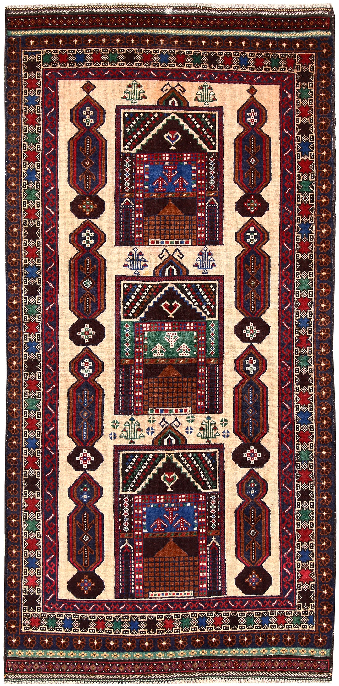 Bisque Baluchi 3' 3 x 6' 7 - No. 64344 - ALRUG Rug Store