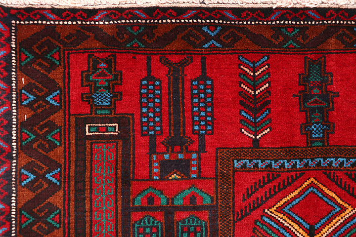 Firebrick Baluchi 3' 9 x 6' 1 - No. 64345 - ALRUG Rug Store