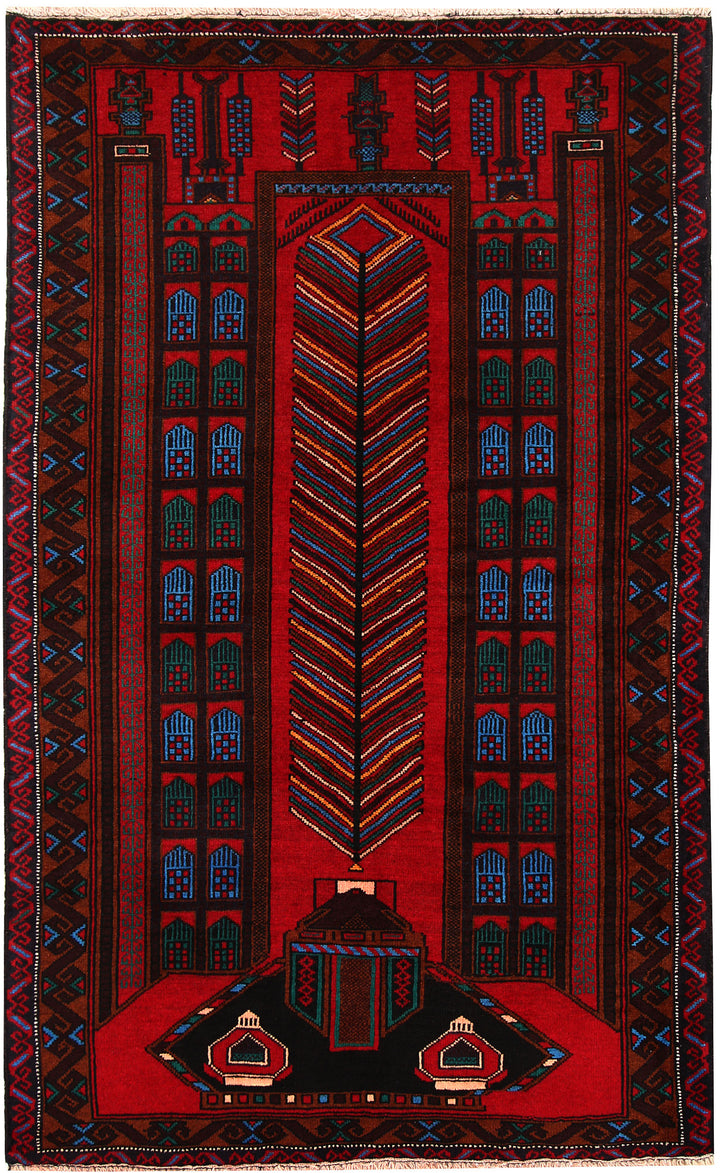 Firebrick Baluchi 3' 9 x 6' 1 - No. 64345 - ALRUG Rug Store
