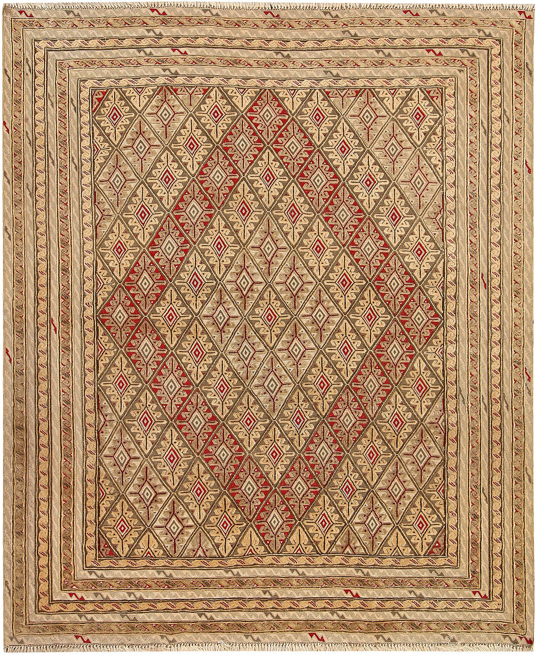 Afghan Mashwani Rug 4' 6" x 5' 1" Hand-Knotted