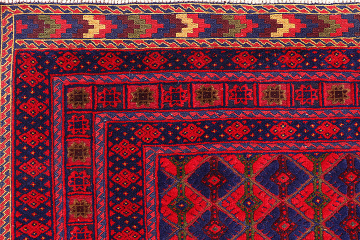 Dark Red Mashwani 4' 10 x 6' 5 - No. 64391 - ALRUG Rug Store