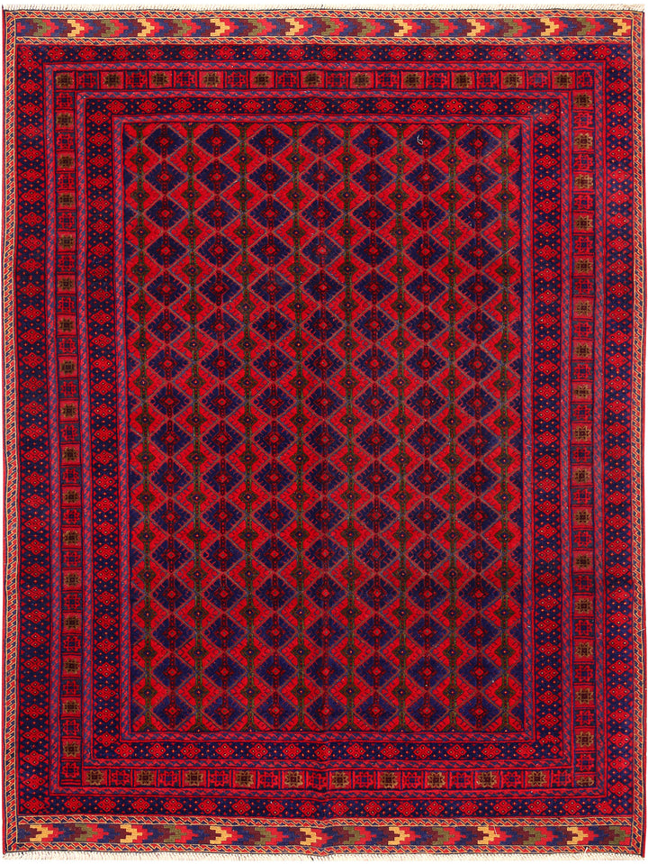 Dark Red Mashwani 4' 10 x 6' 5 - No. 64391 - ALRUG Rug Store