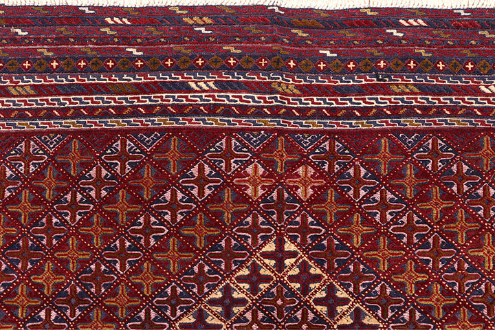 Dark Red Mashwani 5' 5 x 6' 2 - No. 64392 - ALRUG Rug Store