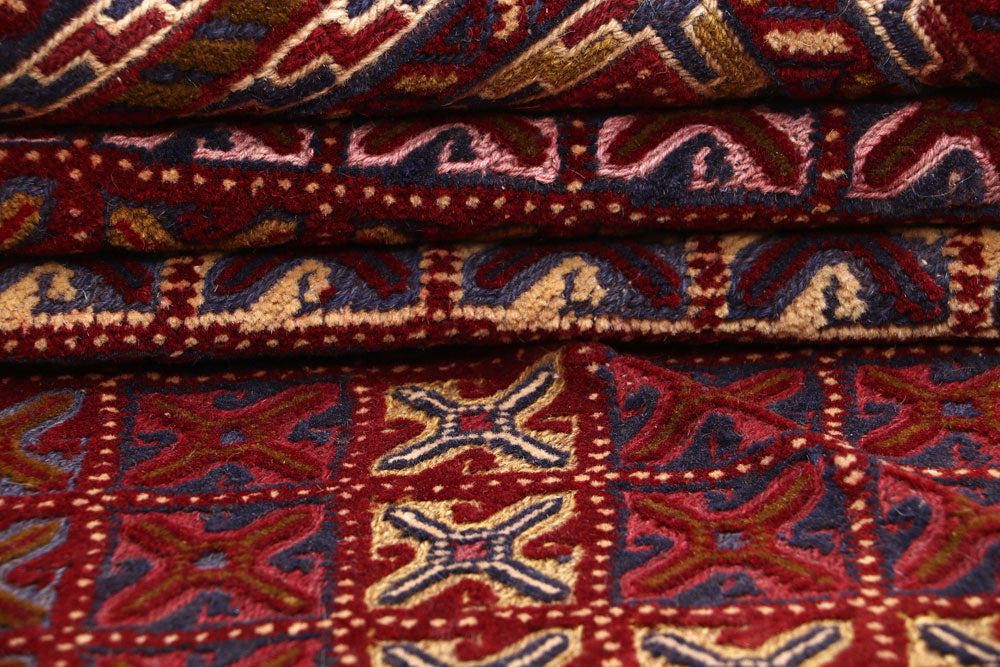 Dark Red Mashwani 5' 5 x 6' 2 - No. 64392 - ALRUG Rug Store