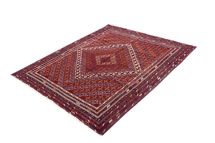 Dark Red Mashwani 5' 5 x 6' 2 - No. 64392 - ALRUG Rug Store