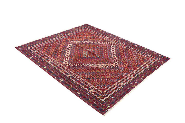 Dark Red Mashwani 5' 5 x 6' 2 - No. 64392 - ALRUG Rug Store