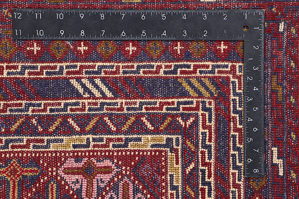 Dark Red Mashwani 5' 5 x 6' 2 - No. 64392 - ALRUG Rug Store