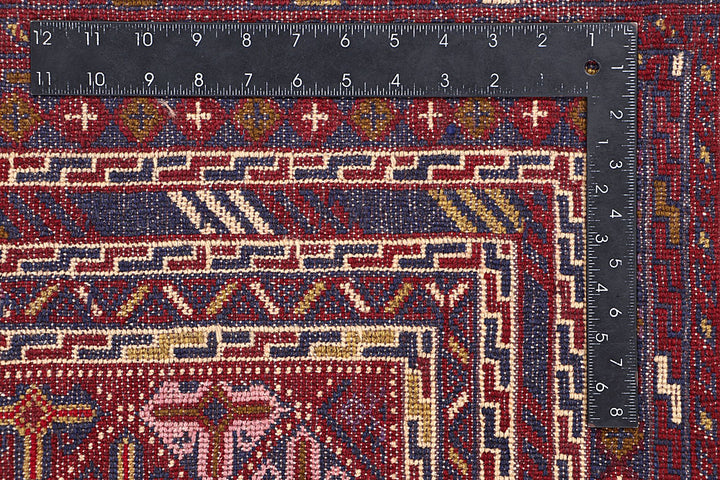 Dark Red Mashwani 5' 5 x 6' 2 - No. 64392 - ALRUG Rug Store