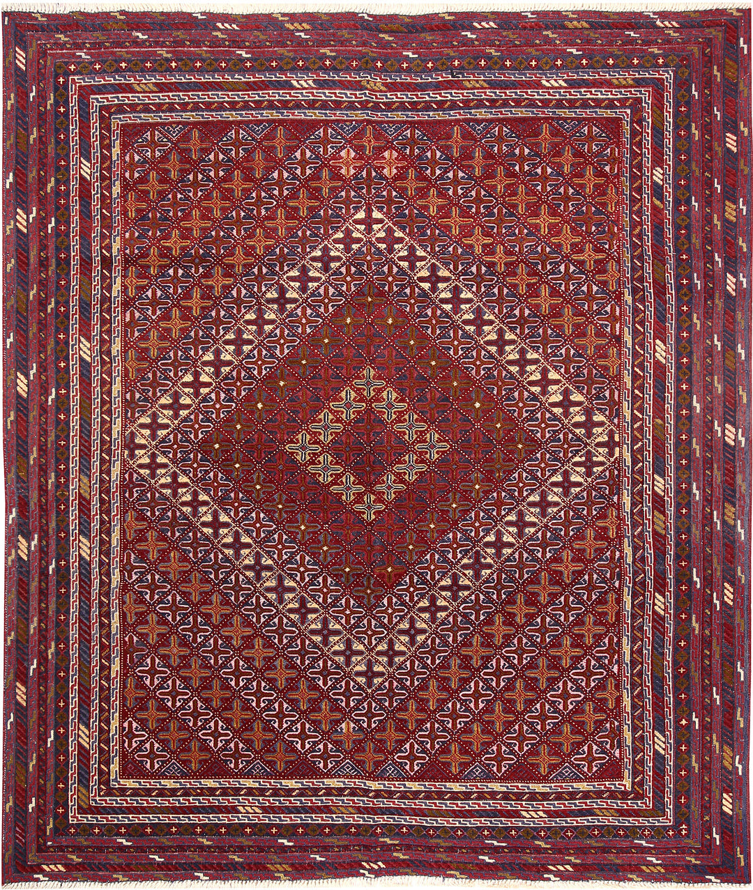 Dark Red Mashwani 5' 5 x 6' 2 - No. 64392 - ALRUG Rug Store