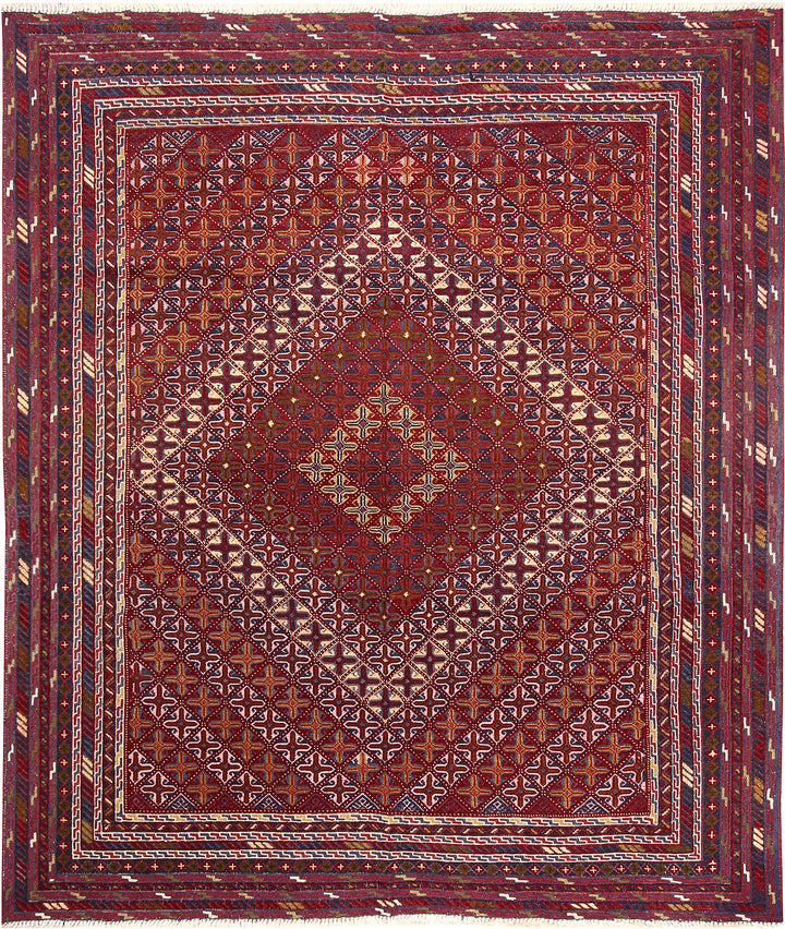 Dark Red Mashwani 5' 5 x 6' 2 - No. 64392 - ALRUG Rug Store