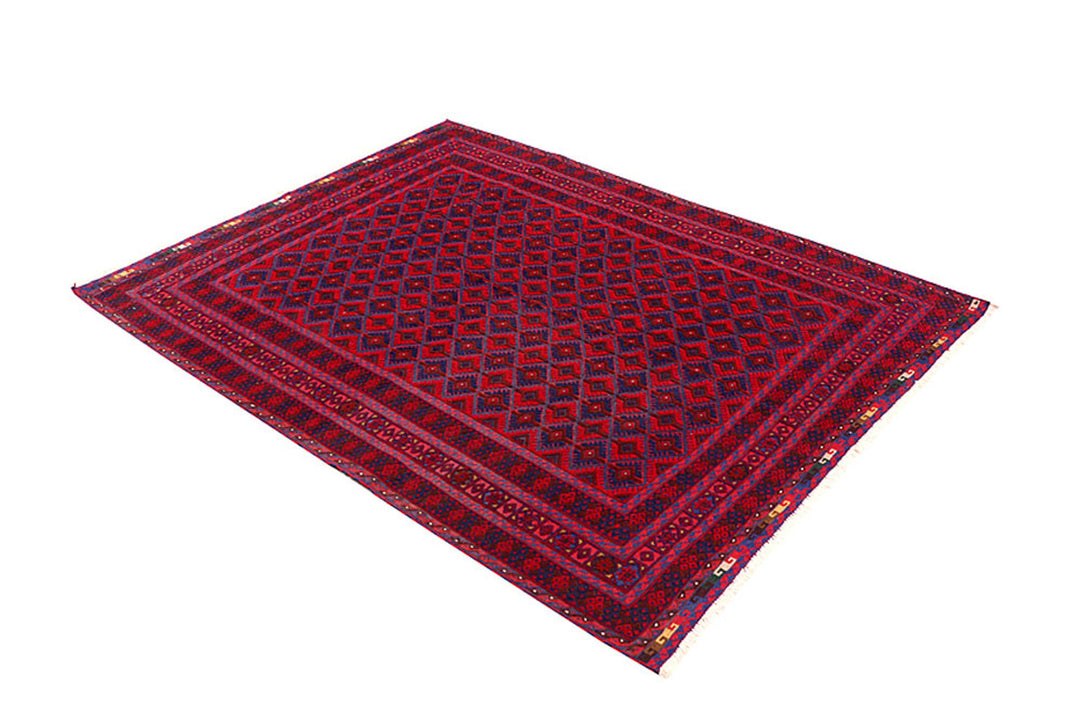 Dark Red Mashwani 4' 11 x 6' 3 - No. 64393