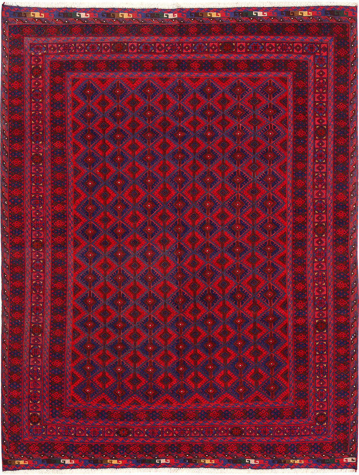Dark Red Mashwani 4' 11 x 6' 3 - No. 64393
