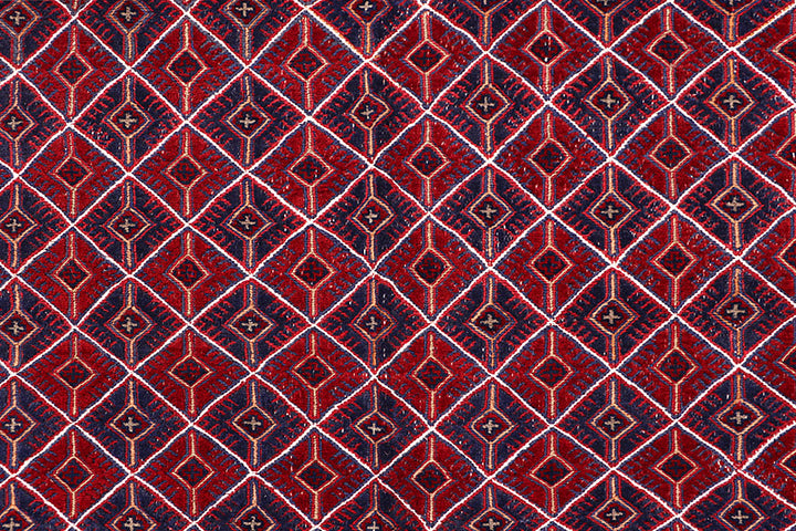 Dark Red Mashwani 5' 2 x 6' 5 - No. 64395 - ALRUG Rug Store