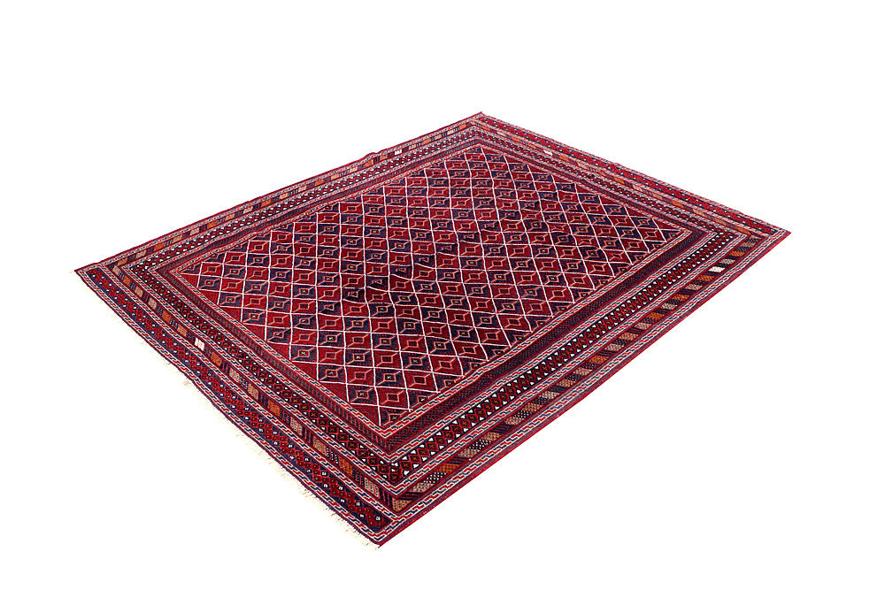 Dark Red Mashwani 5' 2 x 6' 5 - No. 64395 - ALRUG Rug Store