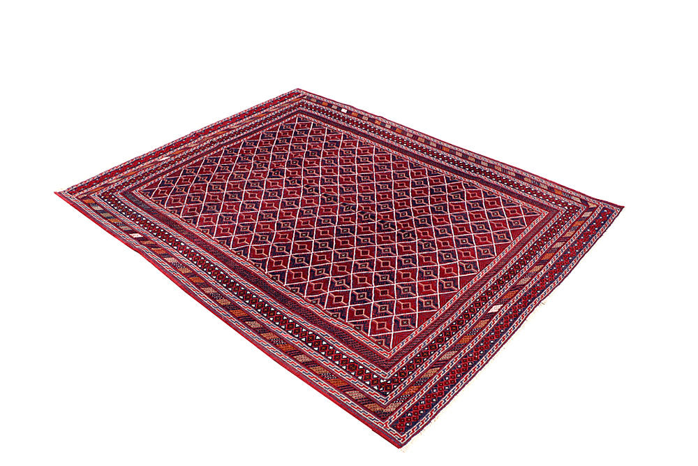 Dark Red Mashwani 5' 2 x 6' 5 - No. 64395 - ALRUG Rug Store