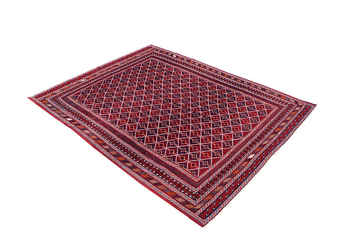 Dark Red Mashwani 5' 2 x 6' 5 - No. 64395 - ALRUG Rug Store