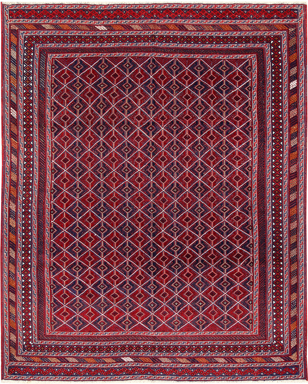 Dark Red Mashwani 5' 2 x 6' 5 - No. 64395 - ALRUG Rug Store