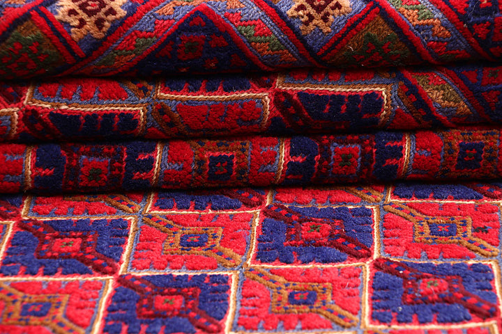 Dark Red Mashwani 4' 11 x 6' 8 - No. 64397 - ALRUG Rug Store