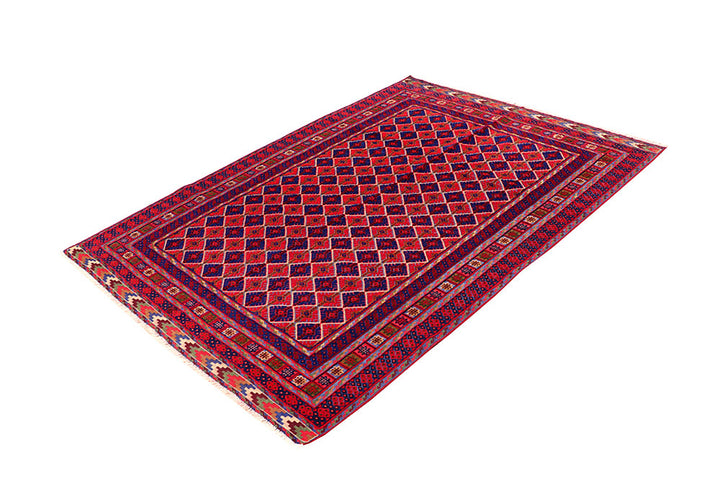Dark Red Mashwani 4' 11 x 6' 8 - No. 64397 - ALRUG Rug Store