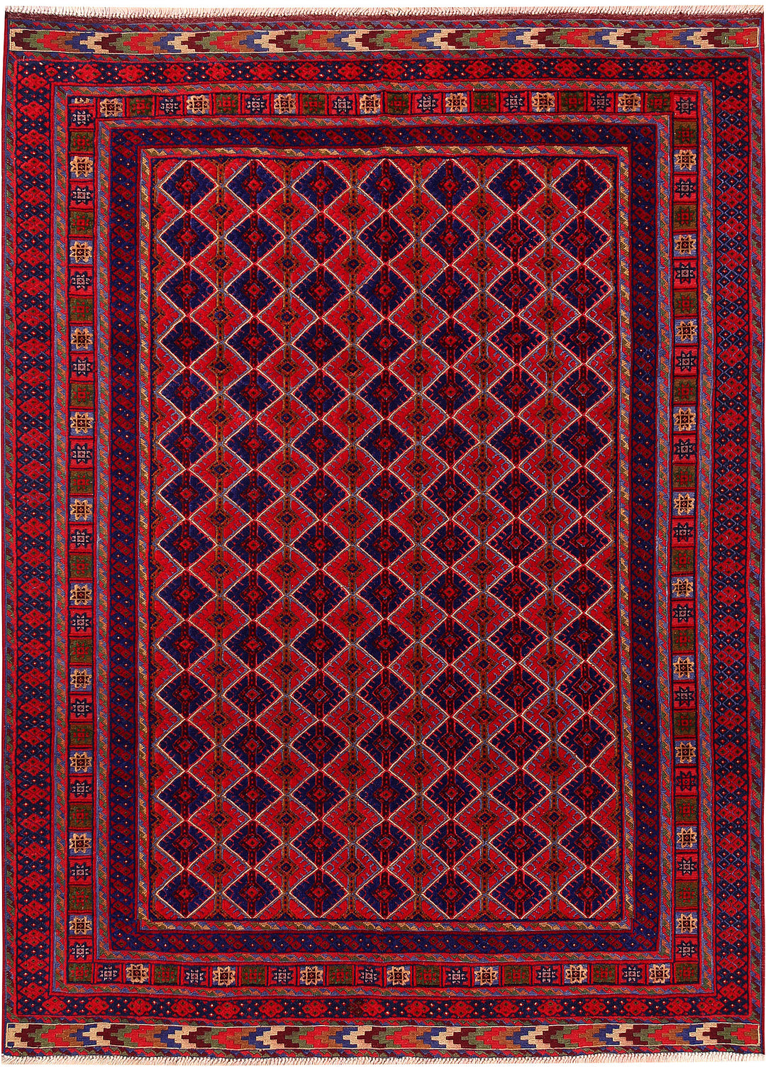 Dark Red Mashwani 4' 11 x 6' 8 - No. 64397 - ALRUG Rug Store