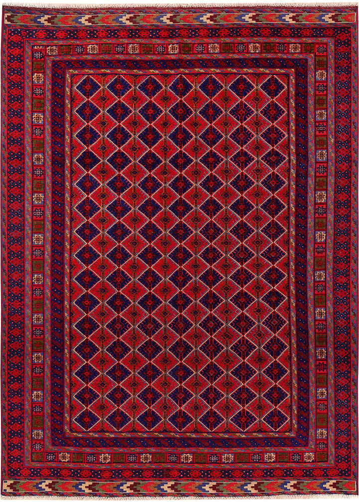 Dark Red Mashwani 4' 11 x 6' 8 - No. 64397 - ALRUG Rug Store