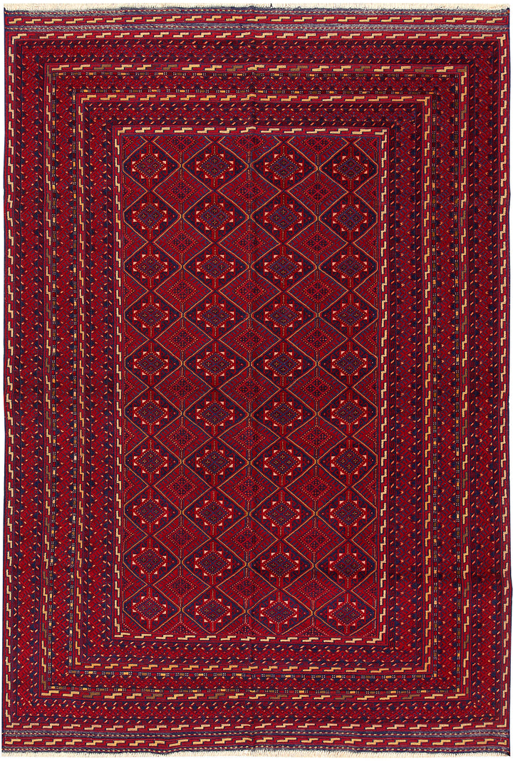 Dark Red Mashwani 6' 2 x 9' - No. 64398 - ALRUG Rug Store